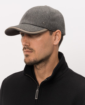 Stefano Ricci Gray cashmere checkered cap MCV63NV09EC171HA