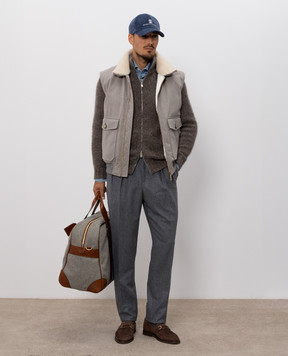 Brunello Cucinelli Brown cashmere and silk cardigan MET302116