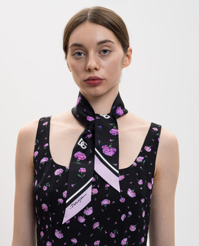 Dolce&Gabbana Black floral print silk twill ribbon FS215AGDDLI