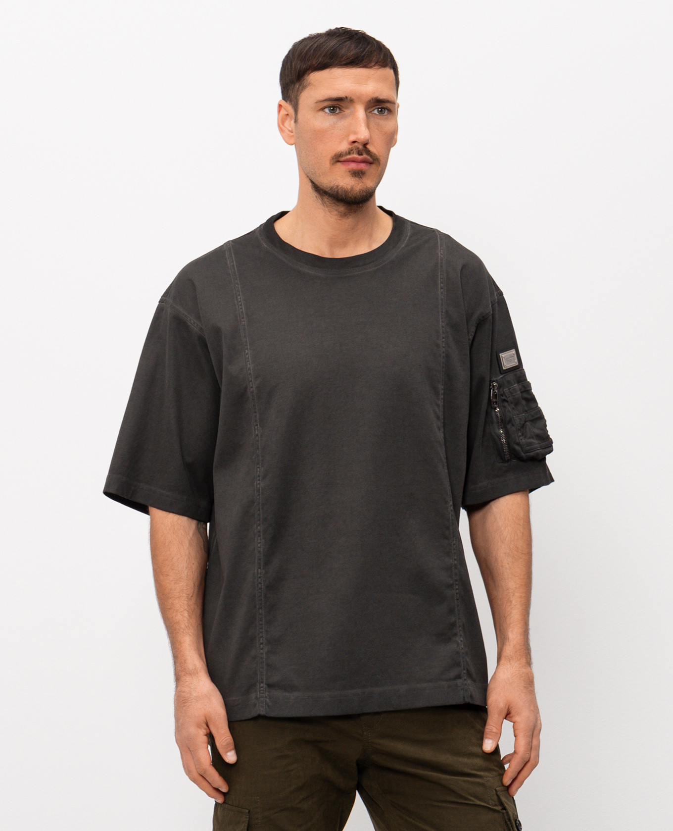 

Grey T-shirt with logo patch Dolce&Gabbana