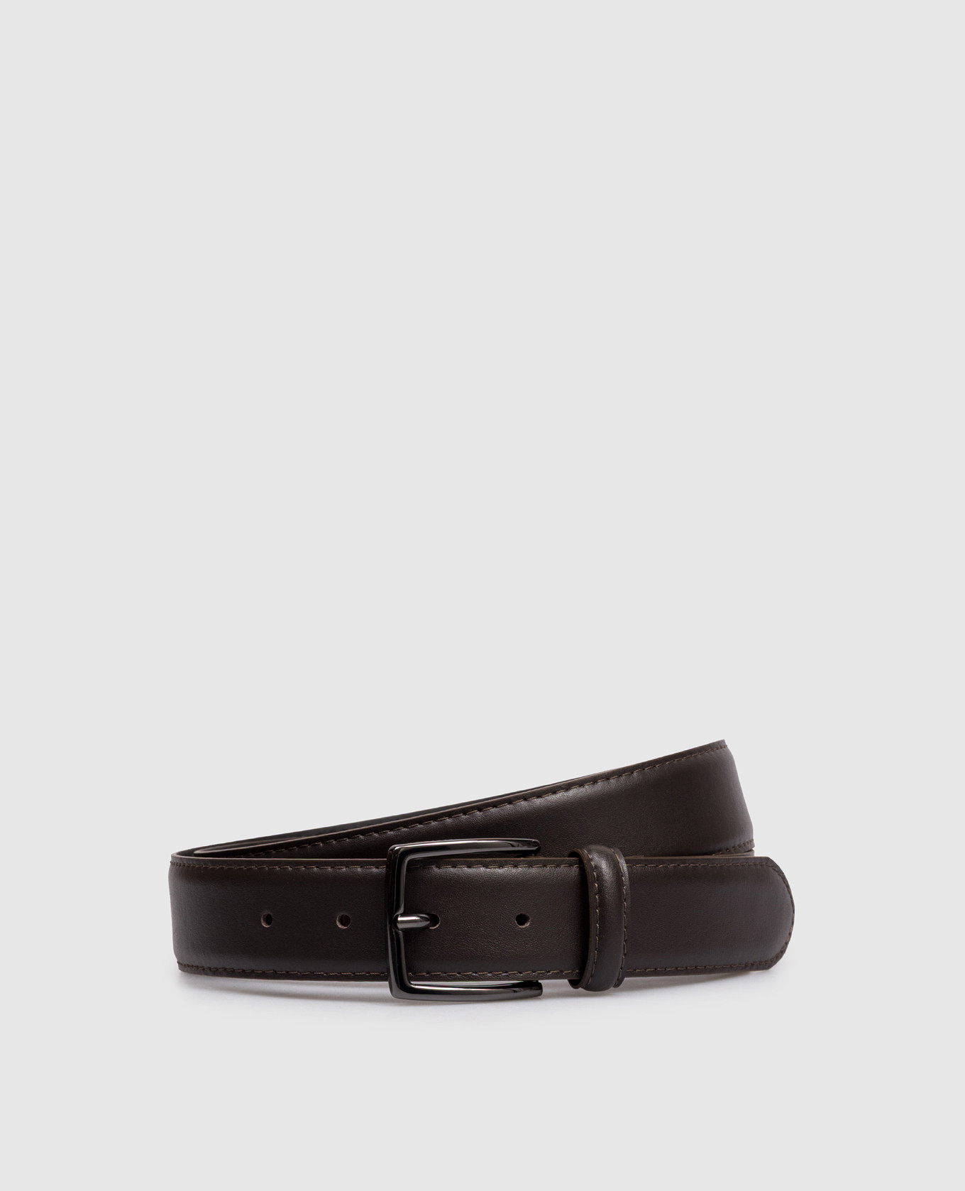 

Brown leather belt with logo print Peserico