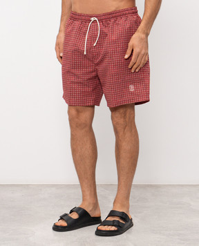 Brunello Cucinelli Burgundy printed swim shorts MR847043