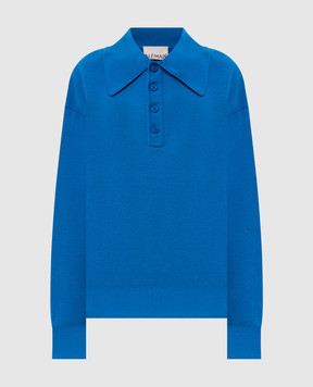 Alemais Claudia blue wool sweater with polo collar 7548K