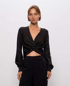 Twinset Black cropped wool and cashmere sweater 262TT3070