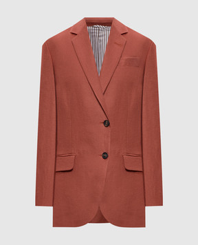 Brunello Cucinelli Orange linen jacket with chain MH5277519