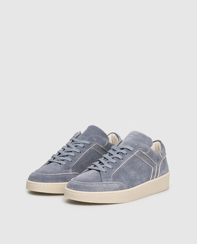 Canali Blue suede sneakers with logo RB01269491225