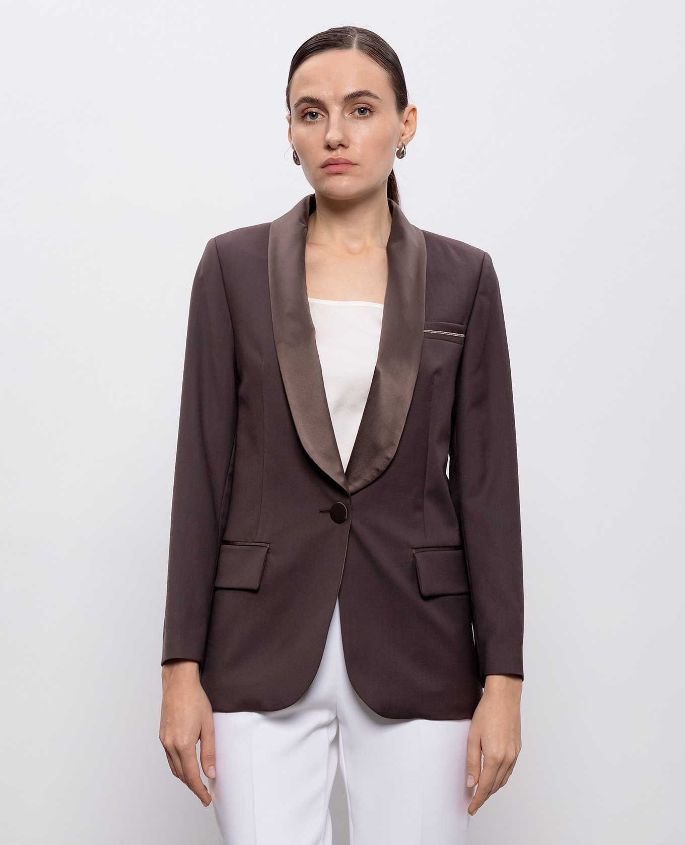 

Brown wool jacket with monil chain Peserico