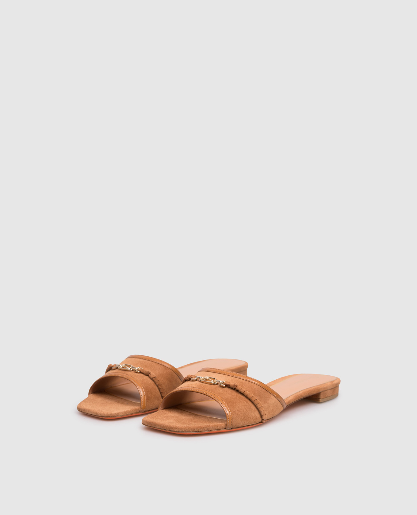 

Brown suede flip-flops with monogram logo Santoni