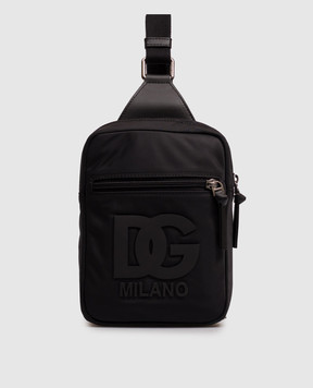 Dolce&Gabbana Children's black bag with textured monogram EM0142A0567