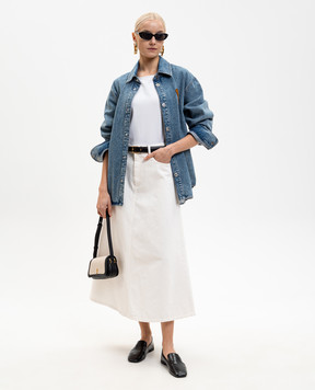 Ami Paris White denim midi skirt FSK467DE0126