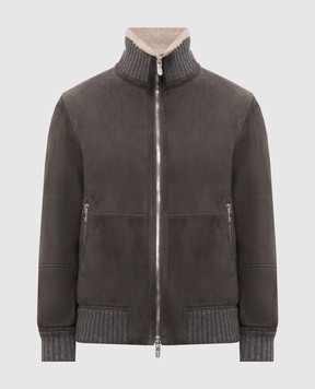 Brunello Cucinelli Gray sheepskin coat MPMCU1737