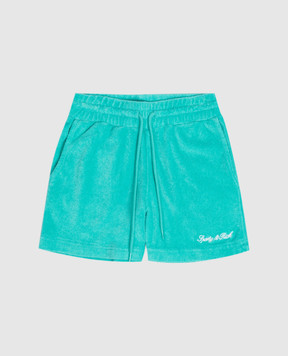 Sporty & Rich Signature Logo Kids' Green Terry Shorts SH066712326GR02