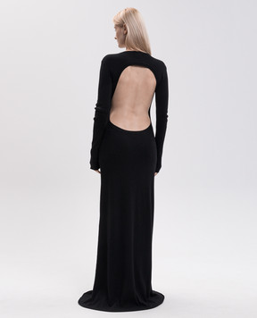 Ann Demeulemeester Eva Black Cashmere Open Back Maxi Dress B0010259FA049