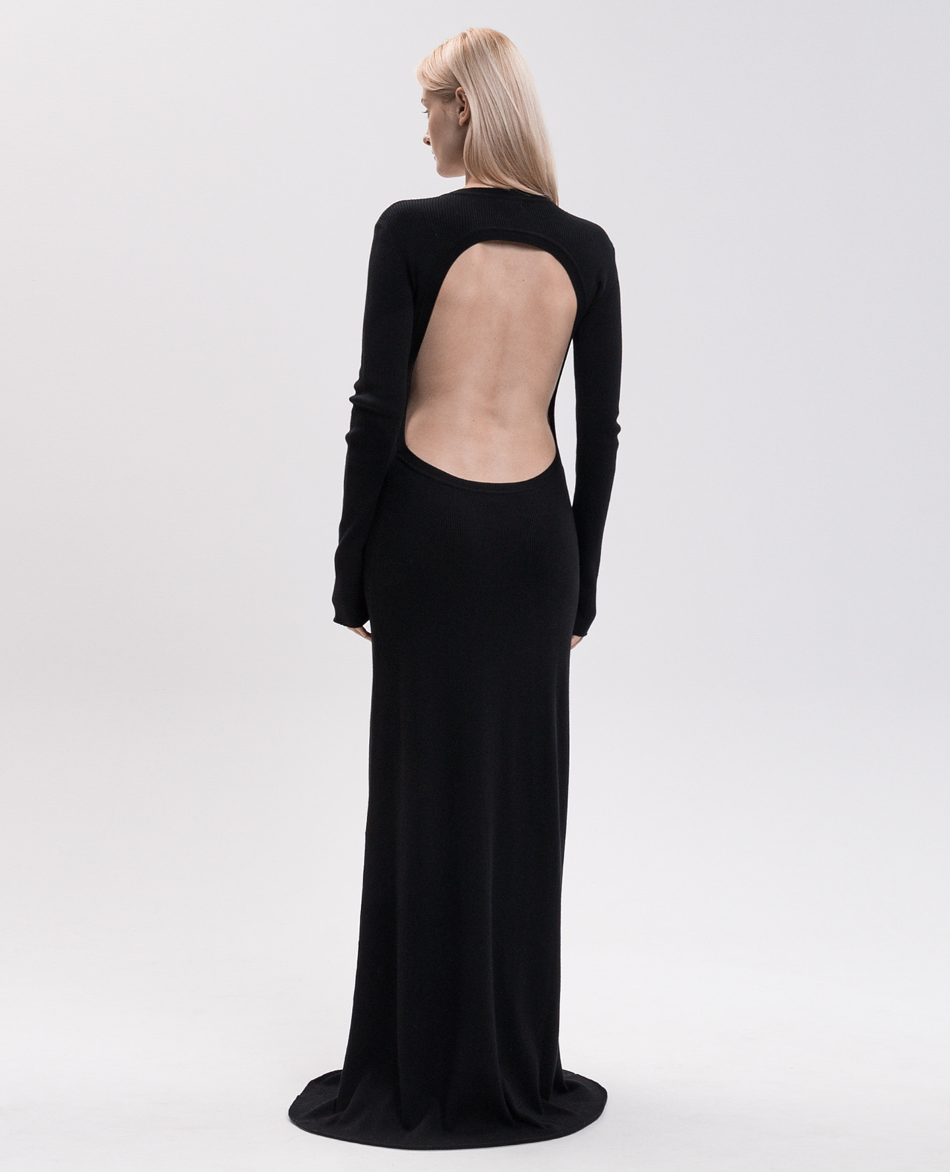 Eva Black Cashmere Open Back Maxi Dress Ann Demeulemeester 3