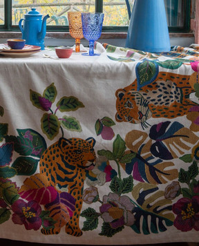 TESSITURA TOSCANA TELERIE LEOLEAF tablecloth with linen NT250073080037