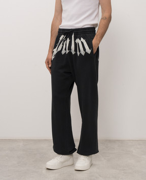 Palm Angels Black sweatpants with logo print PAMCH005FL001m