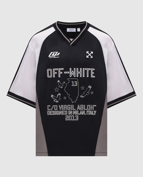 Off-White Blue T-shirt with perforations 44MAD013S26J001