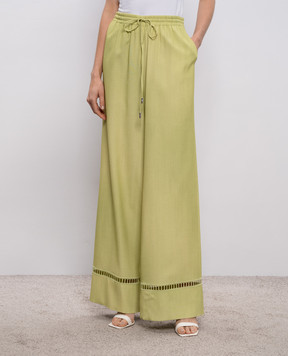 Ermanno Scervino Green pants with openwork embroidery D482P356APEMY