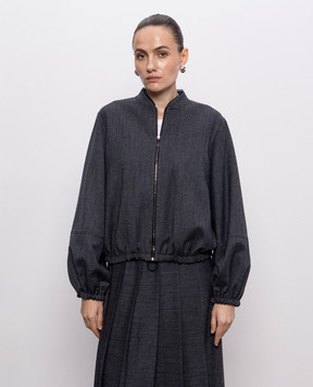 Fabiana Filippi Gray bomber jacket with wool GCD216F167M267