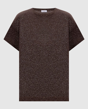 Brunello Cucinelli Brown cashmere and silk lurex top M41810000