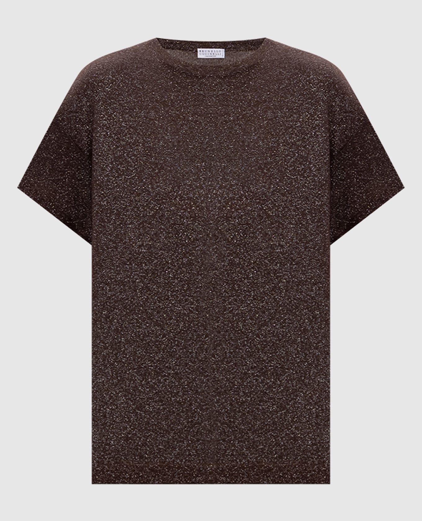 Brown cashmere and silk lurex top