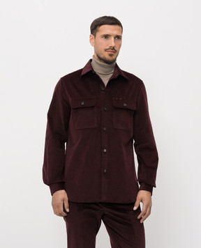 ISAIA Burgundy corduroy shirt with wool OSH009P9130