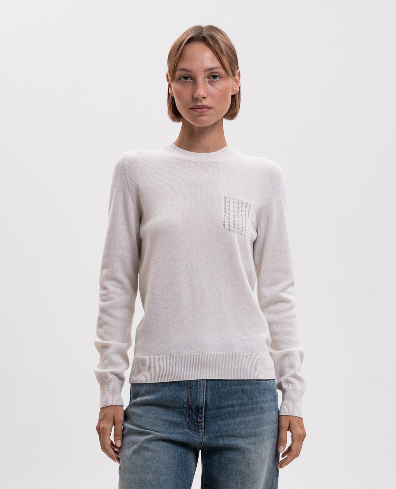 Ivory wool, silk and cashmere jumper Peserico 3