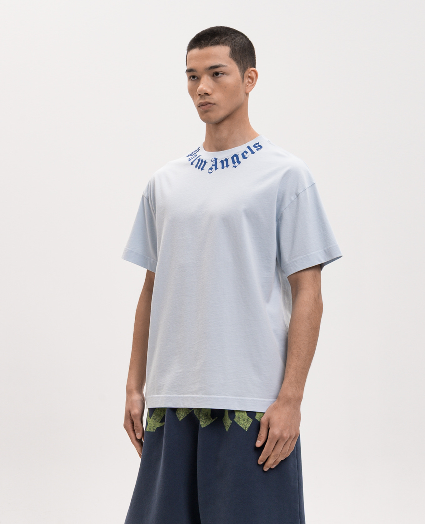 

Blue T-shirt with logo print Palm Angels, Light blue