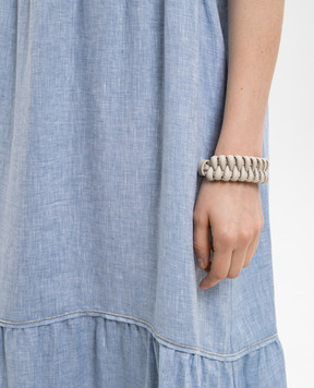 Peserico Beige leather bracelet with monil chain E35519C0CC818