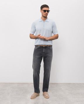 Peserico Blue polo with zipper R59478F149173N