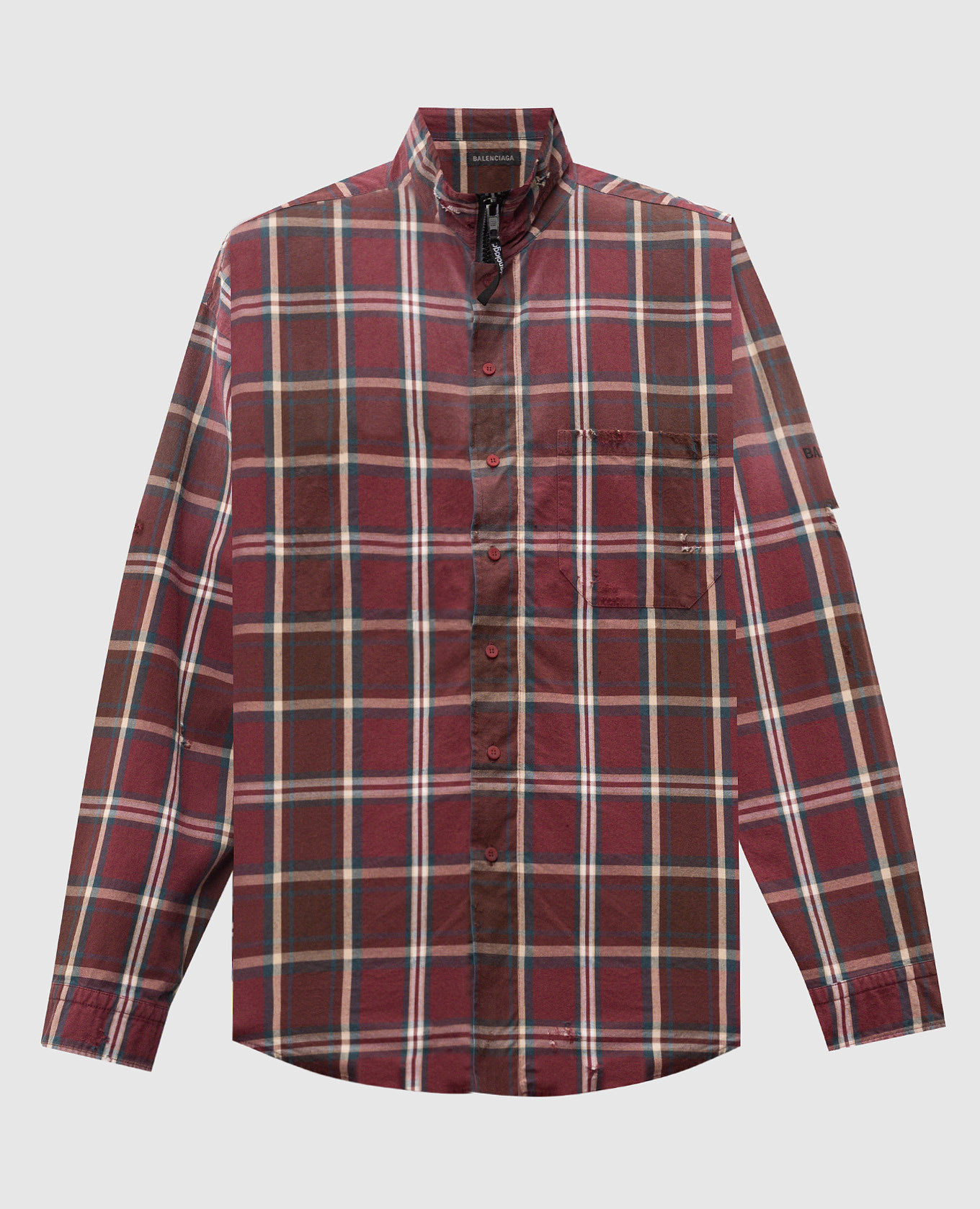 Burgundy checkered shirt with vintage effect Balenciaga