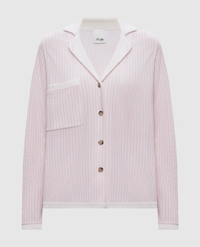 Allude Pink striped wool and cashmere pajama shirt 25517750
