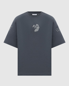Off-White Blue T-shirt with branded Swimming print 44MAA120F26J004