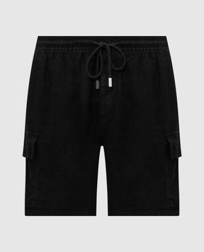 Vilebrequin Black linen cargo shorts BAIAU101