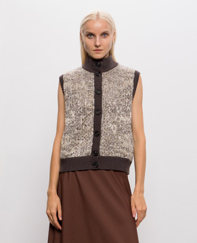 Brunello Cucinelli Beige vest with sequins and lurex MRKR12206