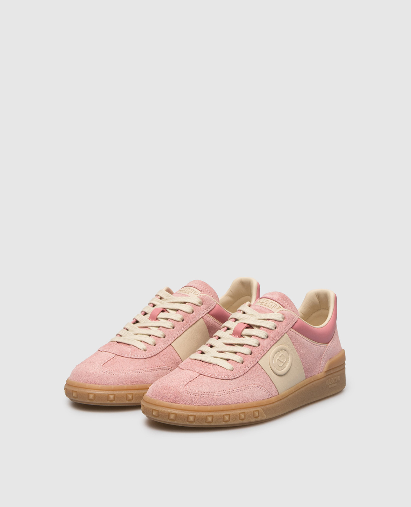 Upvillage pink suede sneakers with logo Valentino 2
