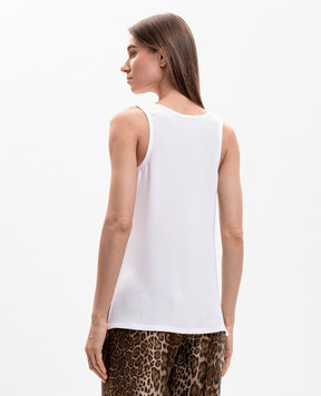 Max Mara PAVIDO white silk tank top with monogram embroidery MXMPAVIDO
