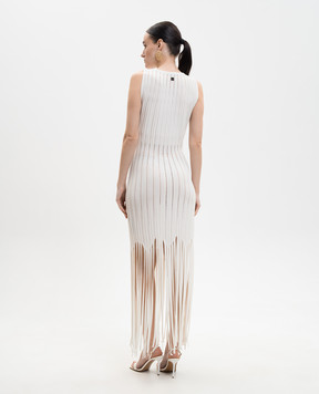 Balmain Ivory dress with fringe GF0R5176KJ63