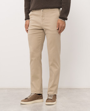 Kiton Beige pants with logo patch UFPPERK0100L