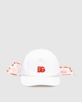 Dolce&Gabbana Children's white cap with DG logo monogram patch LB5H78G7P4O