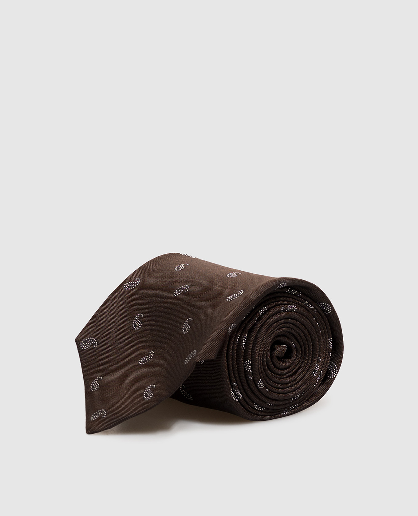 Brown printed silk tie