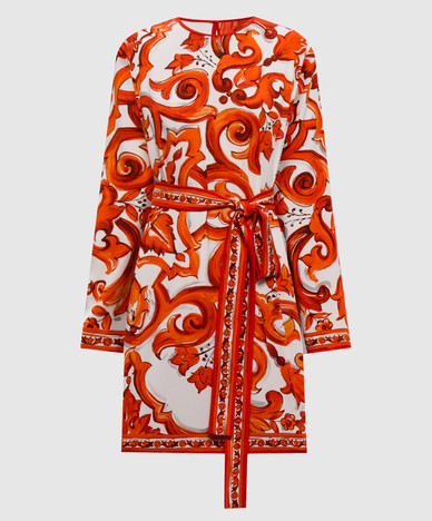 White printed silk dress