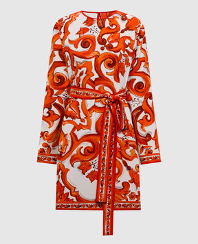 Dolce&Gabbana White printed silk dress F6TVCTGDDRJ