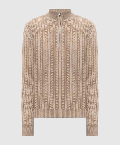 Beige cashmere, wool and silk jumper