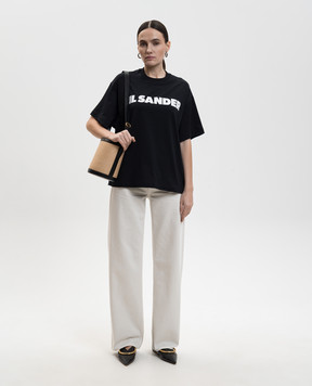 Jil Sander Black T-shirt with contrast logo print J02GC0140J20349