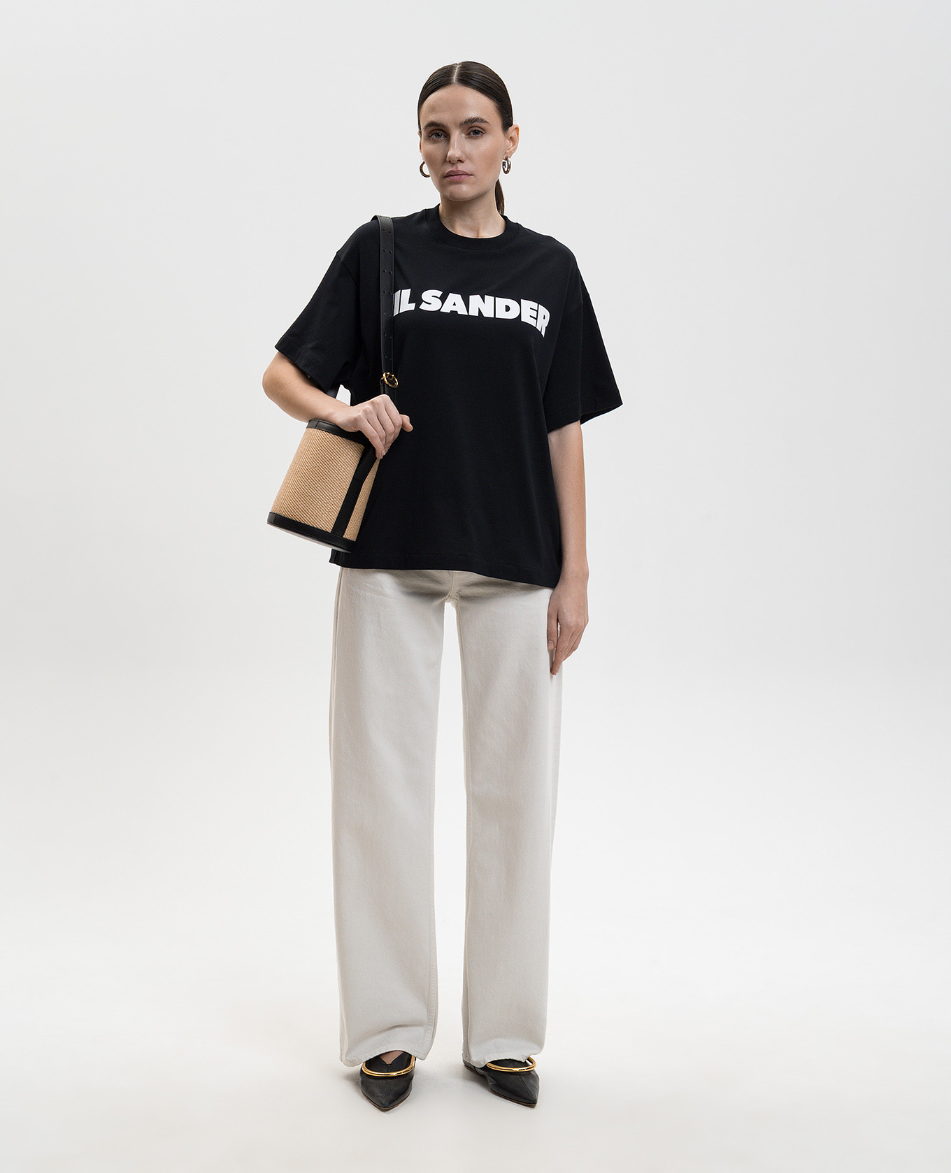 

Black T-shirt with contrast logo print Jil Sander