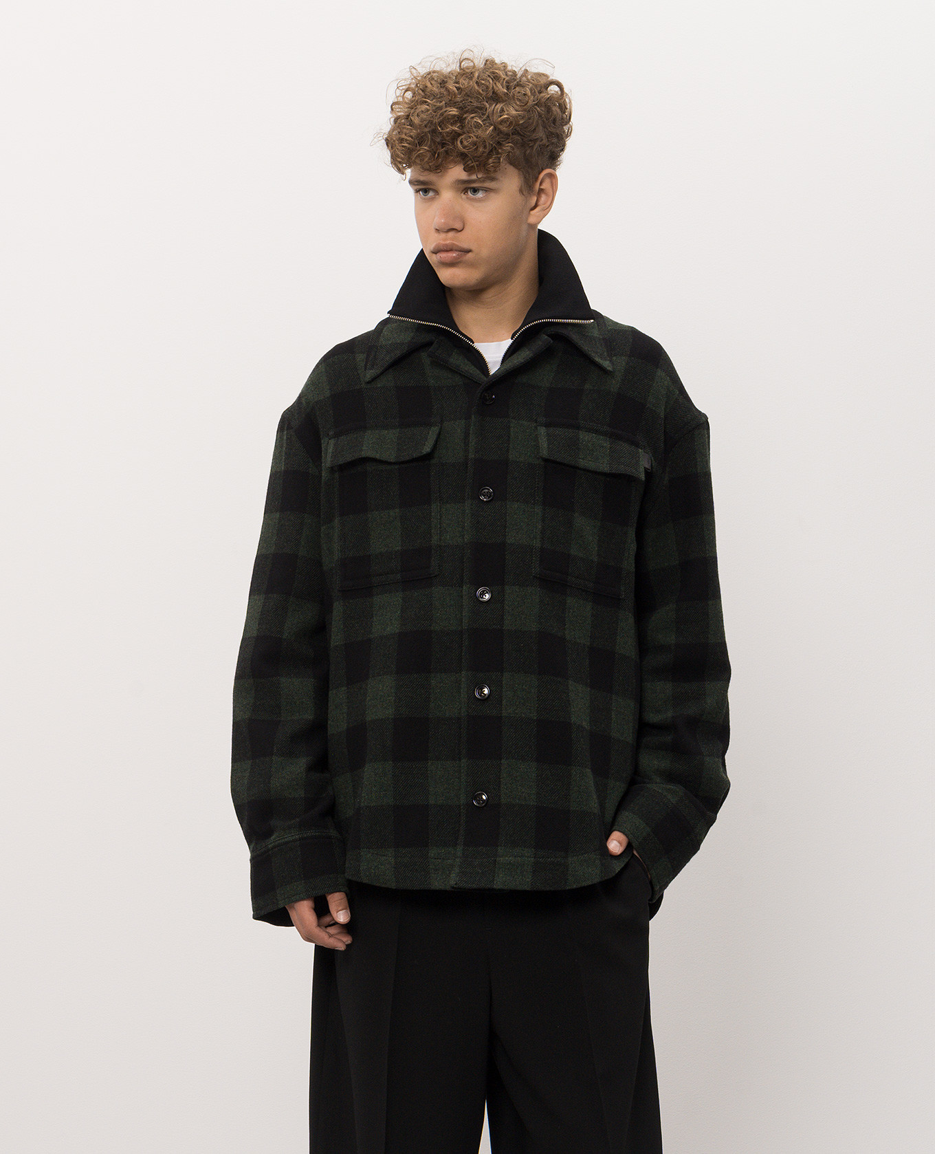 Green wool check shirt Ami Paris 3