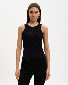 Twinset Black ribbed top with logo 261TP2090