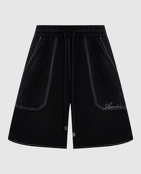 AMIRI Black linen shorts AMBMSO1081