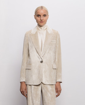 Peserico Beige corduroy jacket with monil chain A0170401597
